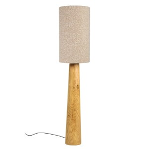 Glint.gr ZARI 124S – Ξύλινο Φωτιστικό Δαπέδου με Υφασμάτινο Καπέλο (165cm)
