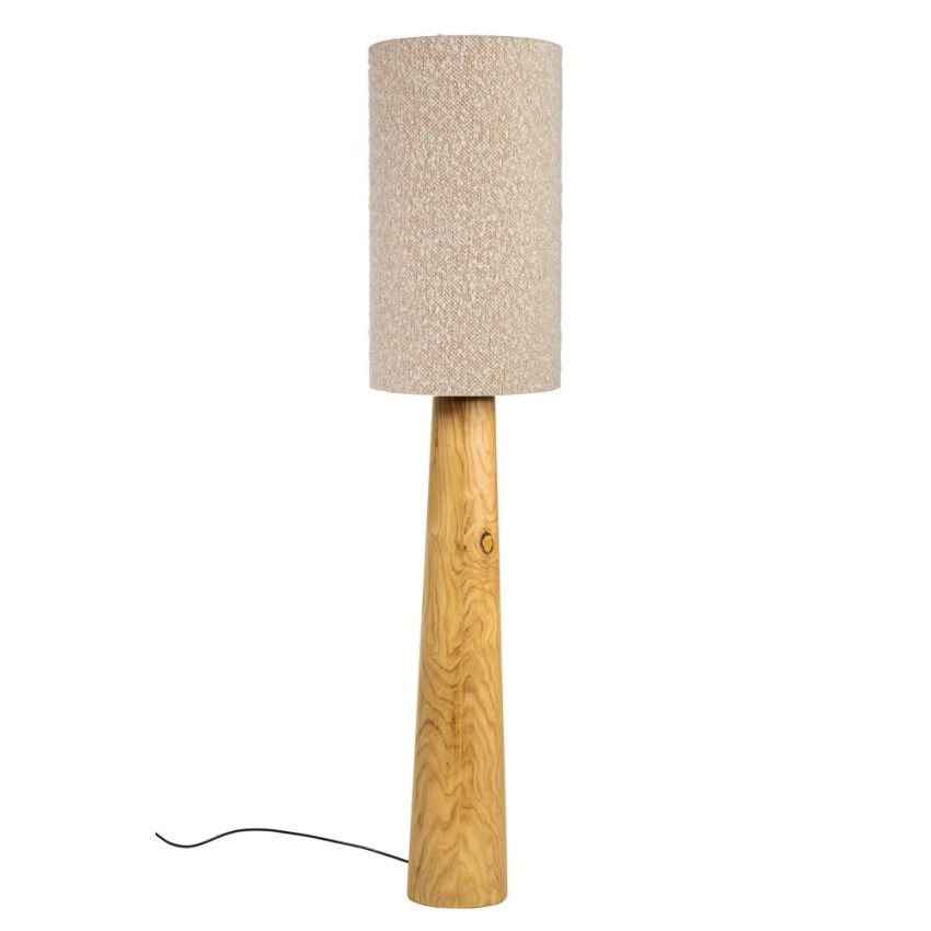 ZARI 124S Ξύλινο Φωτιστικό Δαπέδου με Υφασμάτινο Αμπαζούρ