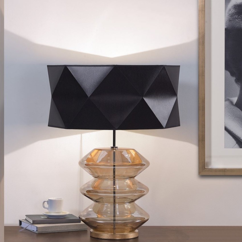 DIAMOND 17058P - Επιτραπέζιο Φωτιστικό Πολυτελείας Μπρονζέ/Χρωμίου Επιτραπέζιο φωτιστικό DIAMOND 17058P με γεωμετρικό καπέλο