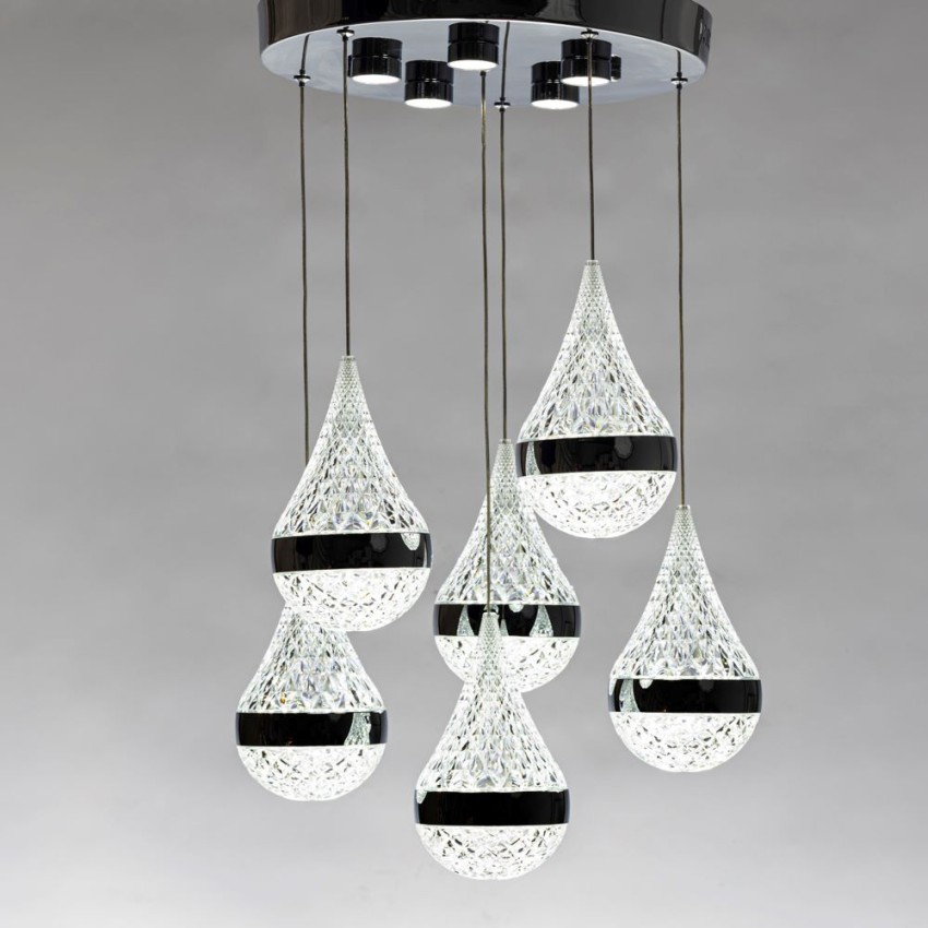 TABU DROP 6-Φωτο Κρεμαστό Φωτιστικό με Κρύσταλλο και Μέταλλο