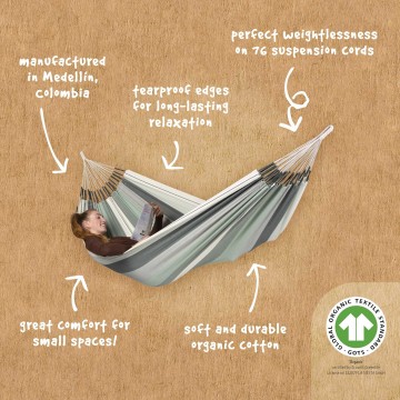 Αιώρα Διπλή Modesta Olive από 100% Οργανικό Βαμβάκι 160x350εκ
