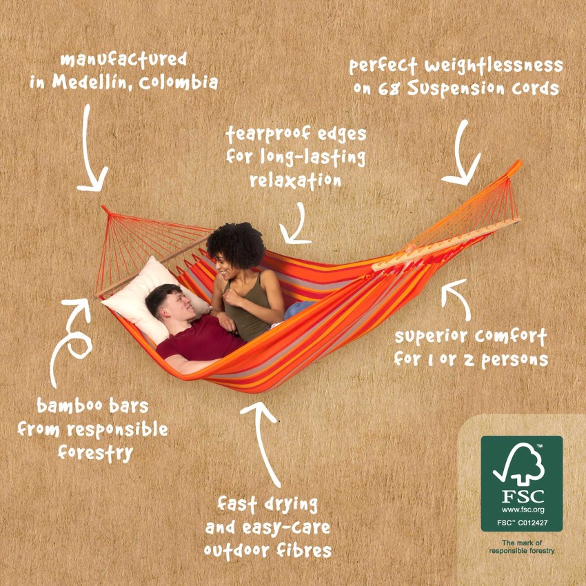 Αιώρα PP Alisio Toucan Διπλή με Ξύλινη Ράβδο Διασποράς