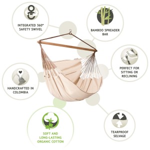 Αιώρα Κάθισμα Οργανικό Βαμβάκι Habana Nougat – KINGSIZE 210x140εκ