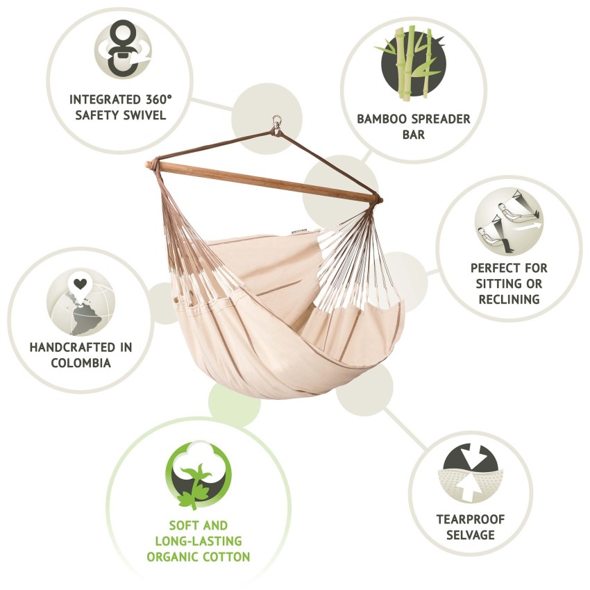 Αιώρα Κάθισμα Οργανικό Βαμβάκι Habana Nougat – KINGSIZE 210x140εκ