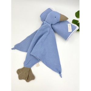 Σετ για Νεογέννητο Baby Blue Πανάκι Νάνι και Πάνα Αγκαλιάς από Βαμβακερή Μουσελίνα 65x65cm