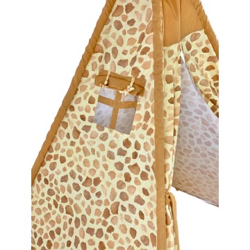 Παιδική Σκηνή Teepee Giraffe – Χειροποίητη Βαμβακοσατέν Σκηνή Παιχνιδιού με Σχέδιο Καμηλοπάρδαλη