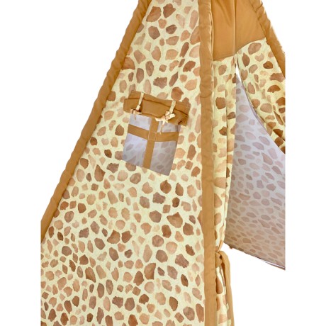 Παιδική Σκηνή Teepee Giraffe – Χειροποίητη Βαμβακοσατέν Σκηνή Παιχνιδιού με Σχέδιο Καμηλοπάρδαλη