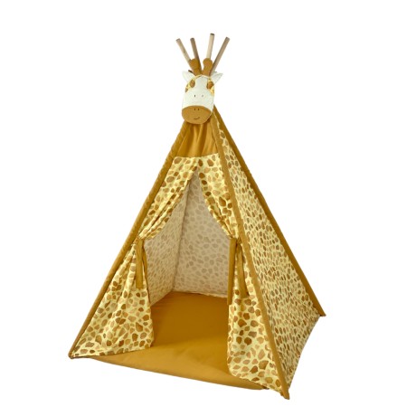 Παιδική Σκηνή Teepee Giraffe – Χειροποίητη Βαμβακοσατέν Σκηνή Παιχνιδιού με Σχέδιο Καμηλοπάρδαλη