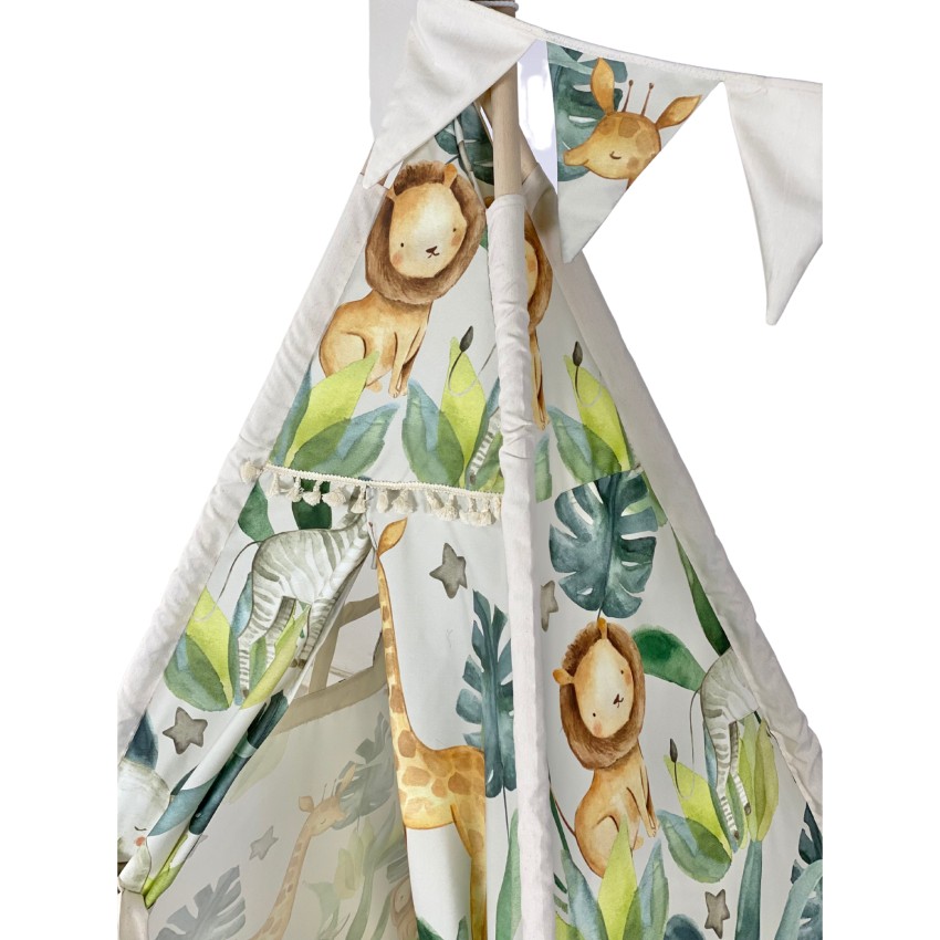 Παιδική Σκηνή Teepee Safari – Χειροποίητη Σκηνή από Βαμβακοσατέν για Εσωτερικό και Εξωτερικό Χώρο