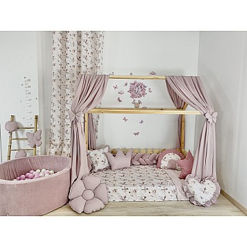 Κουρτίνες κρεβατιού-Canopy Bed Light Pink Butterfly