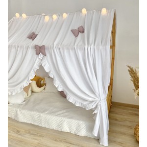 Κάλυμμα κρεβατιού -Canopy Bed White with ruffles