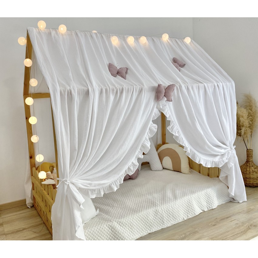 Κάλυμμα κρεβατιού -Canopy Bed White with ruffles Κάλυμμα κρεβατιού -Canopy Bed White with ruffles
