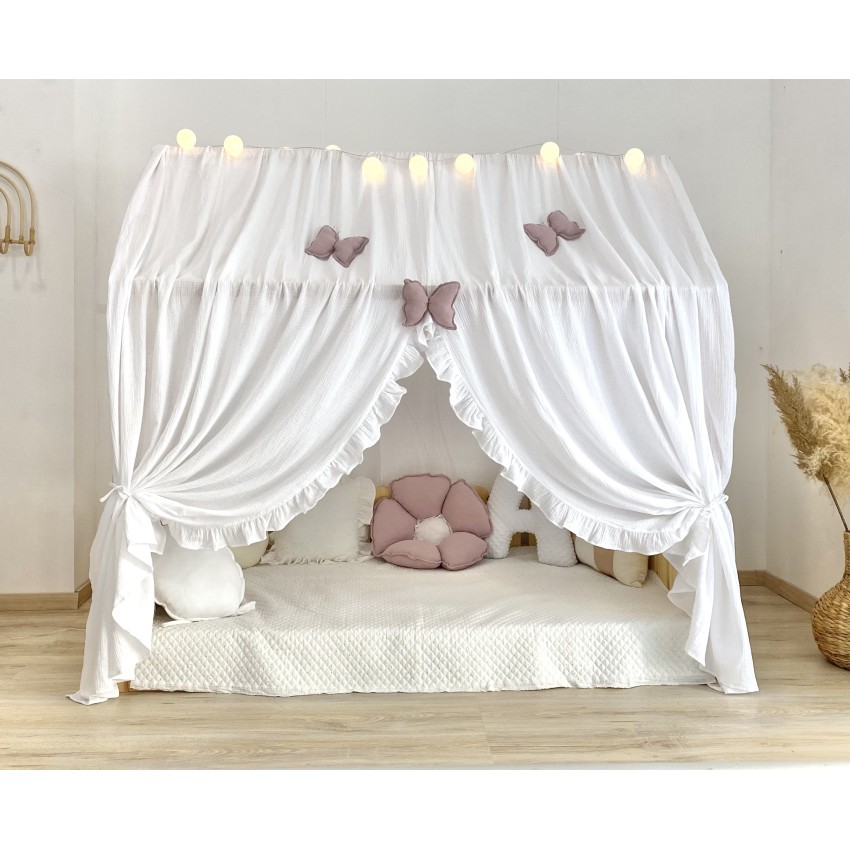 Κάλυμμα κρεβατιού -Canopy Bed White with ruffles Κάλυμμα κρεβατιού -Canopy Bed White with ruffles