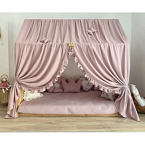 Κάλυμμα κρεβατιού -Canopy Bed Light pink  with ruffles