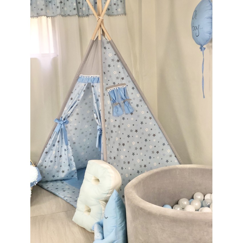 Παιδική Σκηνή Teepee Tent Blue Dream – Χειροποίητη και ευρύχωρη