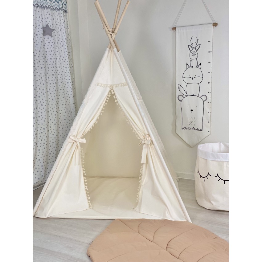 Παιδική Σκηνή Teepee Tent Καραμέλα με Φουντίτσες - glint.gr Παιδική Σκηνή - Teepee Tent Καραμέλα με Φουντίτσες