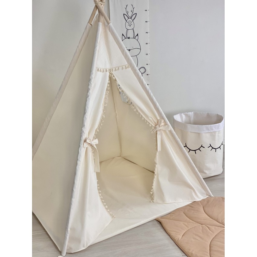 Παιδική Σκηνή Teepee Tent Καραμέλα με Φουντίτσες - glint.gr Παιδική Σκηνή - Teepee Tent Καραμέλα με Φουντίτσες