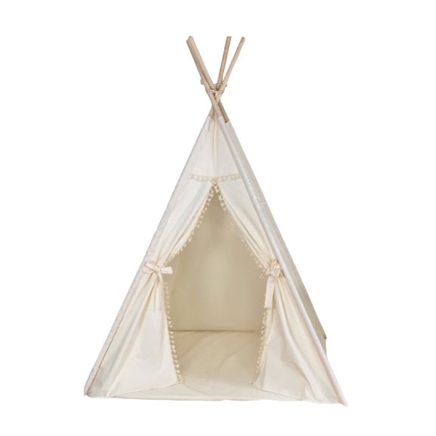 Παιδική Σκηνή Teepee Tent Καραμέλα με Φουντίτσες - glint.gr Παιδική Σκηνή - Teepee Tent Καραμέλα με Φουντίτσες