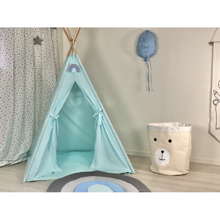 Παιδική Σκηνή Teepee Tent Blue Sky - Χειροποίητη, Ευρύχωρη, 100% Βαμβακερή