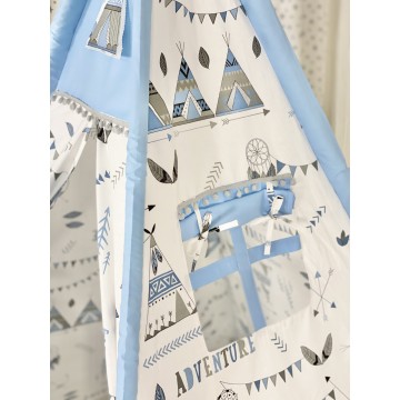 Παιδική Σκηνή Ινδιάνικη Teepee Blue με Ινδιάνικα Σχέδια 