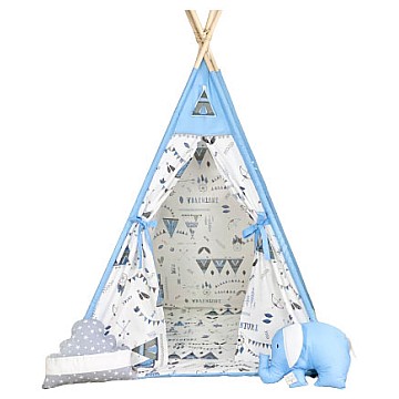 Παιδική Σκηνή Ινδιάνικη Teepee Blue με Ινδιάνικα Σχέδια - glint.gr