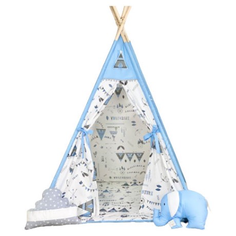 Παιδική Σκηνή Ινδιάνικη Teepee Blue με Ινδιάνικα Σχέδια 