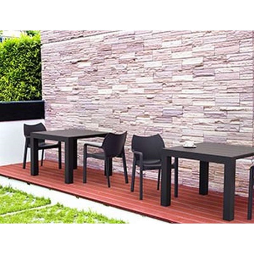 VEGAS DARK GREY 100X100/140Χ75εκ. ΕΠΕΚΤ. ΤΡΑΠΕΖΙ ΠΟΛ/ΝΙΟΥ