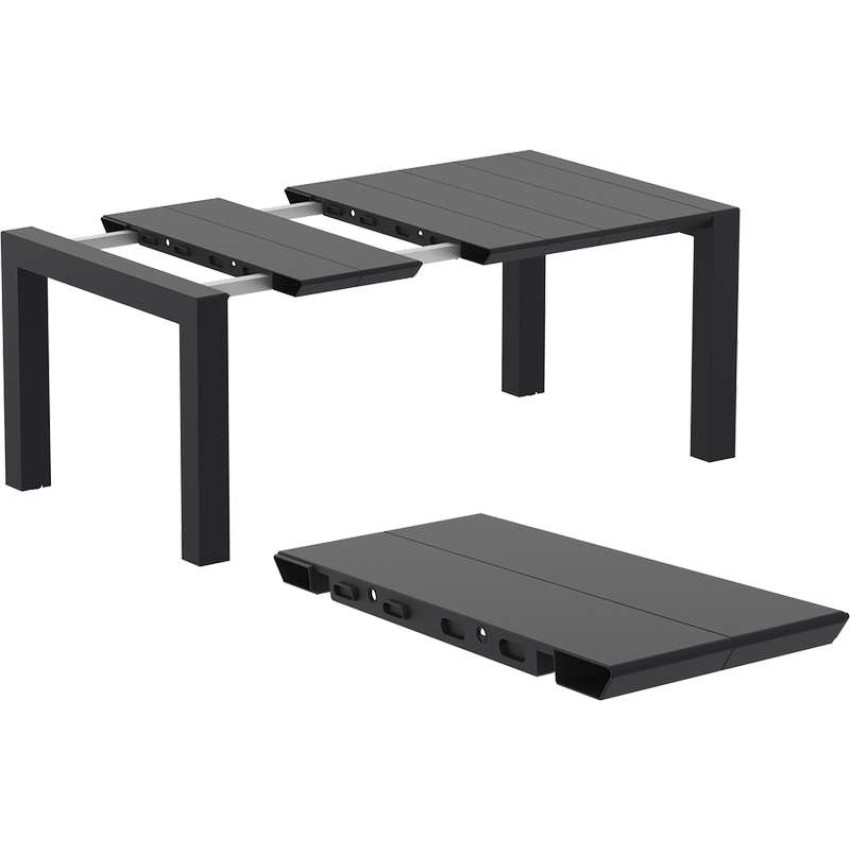 VEGAS BLACK 100X100/140Χ75εκ. ΕΠΕΚΤ.ΤΡΑΠΕΖΙ ΠΟΛ/ΝΙΟΥ