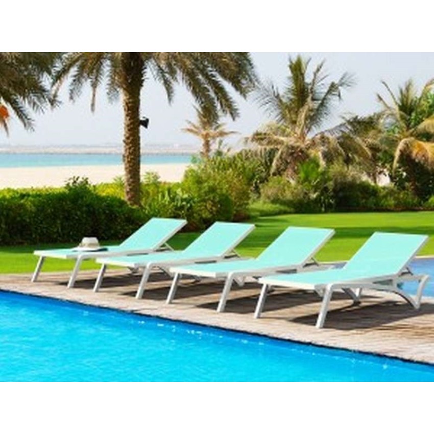 PACIFIC ΞΑΠΛΩΣΤΡΑ WHITE/TURQUOISE ΠΟΛ/ΝΙΟΥ Ξαπλώστρα PACIFIC by Siesta - Λευκό/Τυρκουάζ