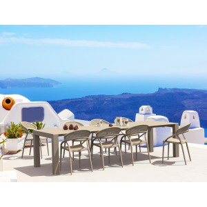 Σετ Τραπεζαρίας 9τμχ Vegas Sunset Dark Grey 100X260/300Χ75εκ.