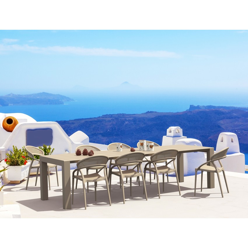 Σετ Τραπεζαρίας 9τμχ Vegas Sunset Dark Grey 100X260/300Χ75εκ.