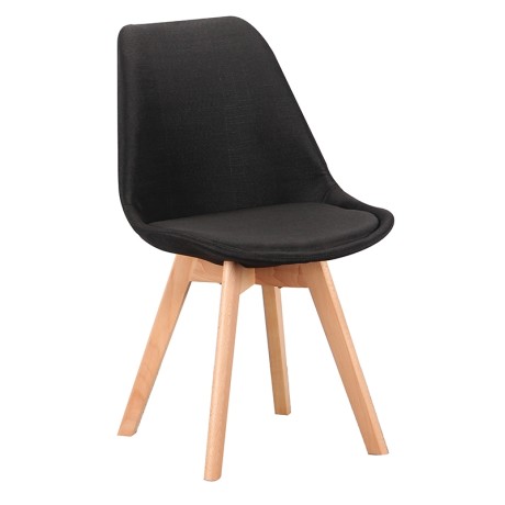 Καρέκλα Τραπεζαρίας Ξύλινη 4τμχ Billy Black Ύφασμα 48x55x82εκ.
