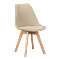 Καρέκλα Τραπεζαρίας Ξύλινη 4τμχ Billy Beige Ύφασμα 48x55x82εκ.