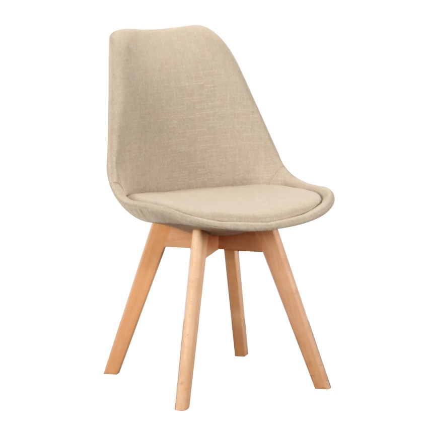 Καρέκλα Τραπεζαρίας Ξύλινη 4τμχ Billy Beige Ύφασμα 48x55x82εκ.