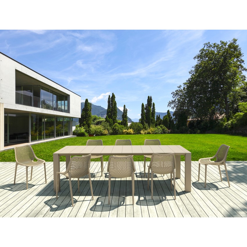 Σετ Τραπεζαρίας 9τμχ Vegas Air Dark Grey 100X260/300Χ75εκ.