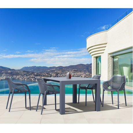 Σετ Τραπεζαρίας 5τμχ Vegas Air XL Dark Grey 100X100/140Χ75εκ.