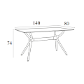 AIR ΤΡΑΠΕΖΙ 140Χ80Χ74εκ. WHITE LAMINATE 12mm