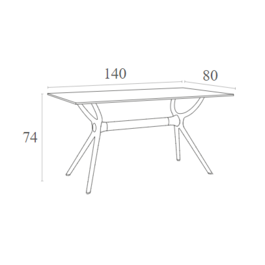 AIR ΤΡΑΠΕΖΙ 140Χ80Χ74εκ. BLACK LAMINATE 12mm