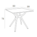 AIR ΤΡΑΠΕΖΙ 80Χ80Χ74εκ. WHITE LAMINATE 12mm