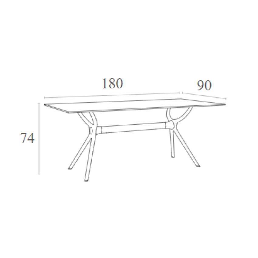 AIR ΤΡΑΠΕΖΙ 180Χ90Χ74εκ. BLACK LAMINATE 12mm