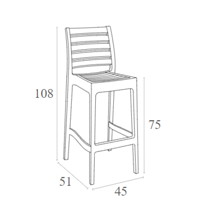 ARES ΣΚΑΜΠΟ ΜΠΑΡ75εκ. BLACK ΠΟΛ/ΝΙΟΥ