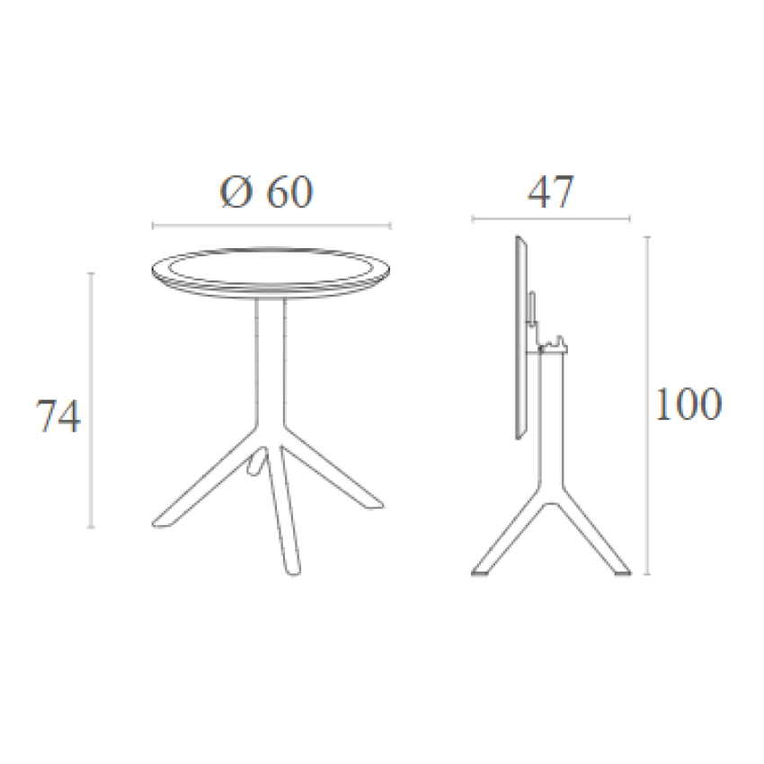 SKY TAUPE Φ60X74εκ. ΤΡΑΠΕΖΙ ΠΤΥΣ/ΝΟ ΠΟΛ/ΝΙΟΥ