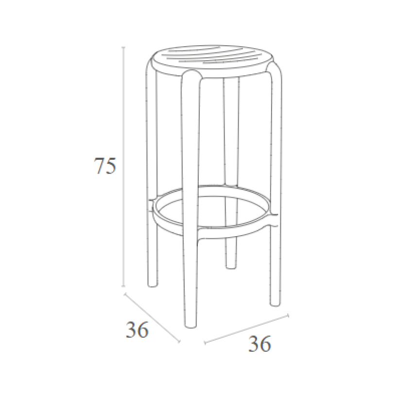 TOM 75εκ. ΣΚΑΜΠΟ DARK GREY ΠΟΛ/ΝΙΟΥ TOM 75εκ. ΣΚΑΜΠΟ DARK GREY ΠΟΛ/ΝΙΟΥ