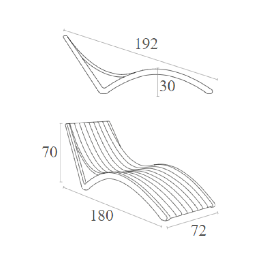 Ξαπλώστρα SLIM σε Χρώμα Σκούρο Γκρ 72X180X70εκφ