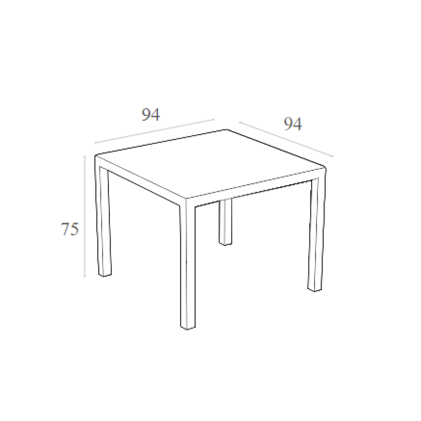 BALI DARK GREY 94Χ94Χ75εκ.ΤΡΑΠΕΖΙ ΜΕ ΤΖΑΜΙ ΠΟΛ/ΝΙΟΥ