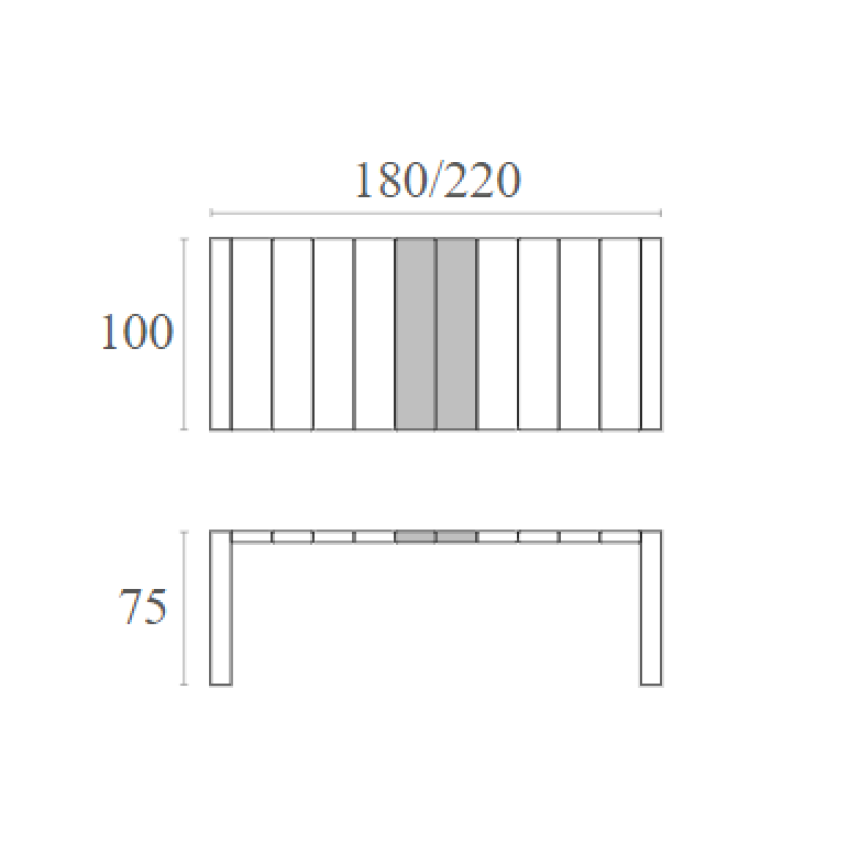 VEGAS WHITE 100X180/220Χ75εκ. ΕΠΕΚΤ.ΤΡΑΠΕΖΙ ΠΟΛ/ΝΙΟΥ