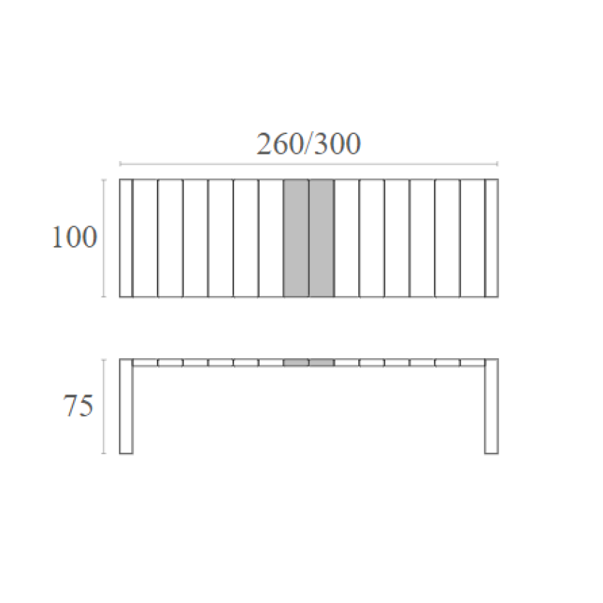 VEGAS TAUPE 100X260/300Χ75εκ. ΕΠΕΚΤ.ΤΡΑΠΕΖΙ ΠΟΛ/ΝΙΟΥ