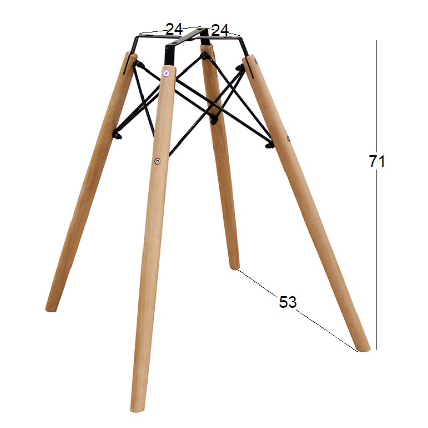RANDY ΒΑΣΗ ΤΡΑΠΕΖΙΟΥ ΞΥΛΟ-ΜΕΤΑΛΛΟ 54Χ54Χ67εκ.