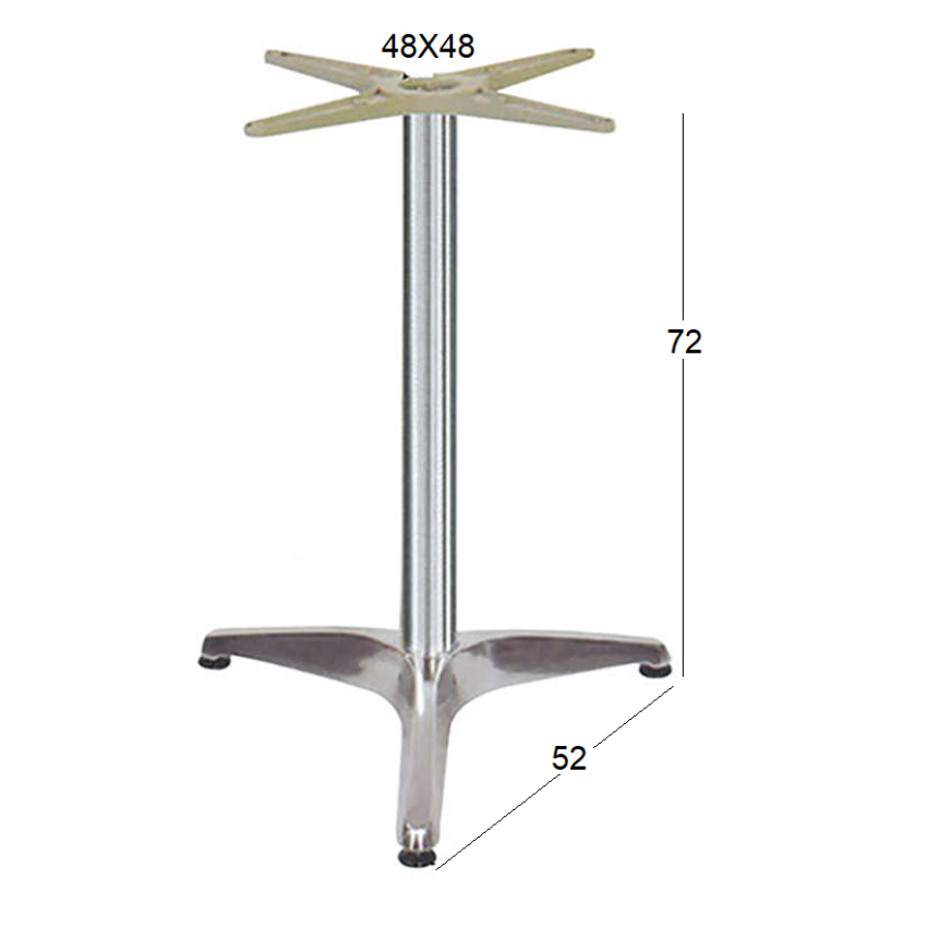 3ΝΥΧΗ ΒΑΣΗ ΑΛΟΥΜΙΝΙΟΥ 56Χ56Χ72εκ. ΜΕ ΡΕΓΟΥΛΑΤΟΡΟΥΣ