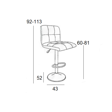 Σκαμπό Μπάρ 2τμχ Bar40 Μαύρο Pu 43x52x110εκ.